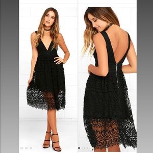 Lulus absolutely fabulous black lace midi dress